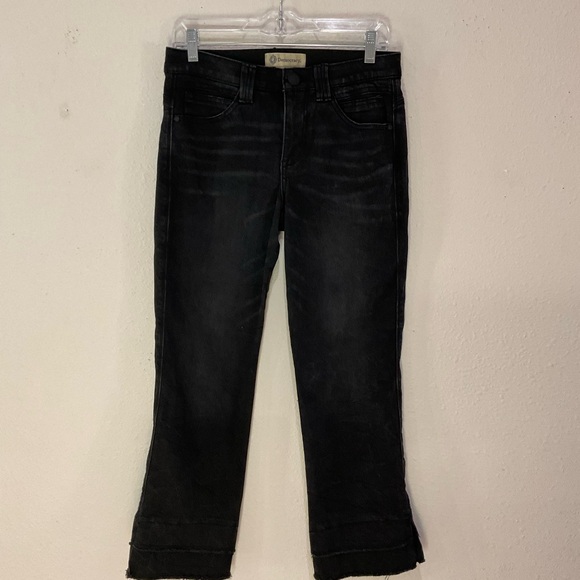 Democracy Denim - Democracy Ab Solution Midrise Double Layer Fray Hem Kick Flare Black Jeans Sz 4